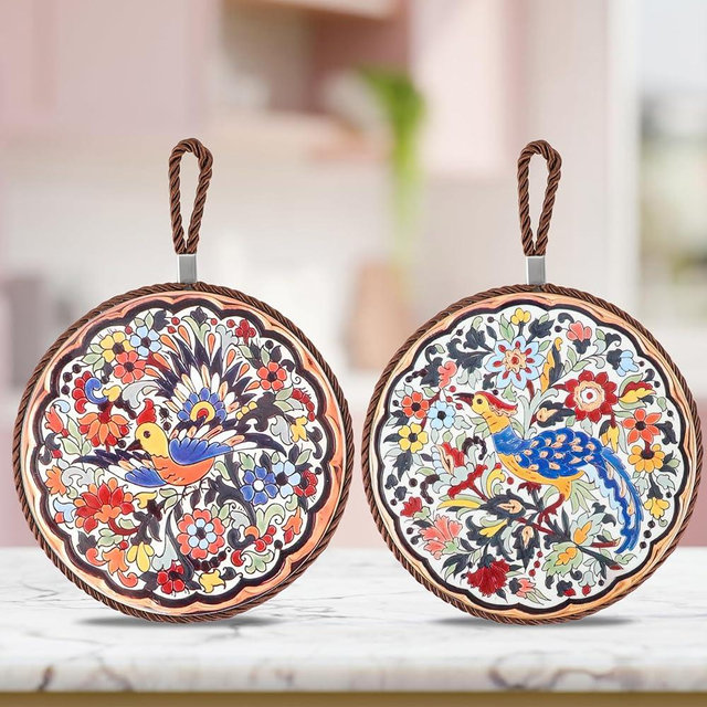 2 pcs Ceramic Trivet, Trivets for Hot Pots and Pans, Trivets for Hot Dishes, Pot Holder, Mat for Hot Dishes, Hot Pad to Protect Your Table and Countertop, Kitchen Decor