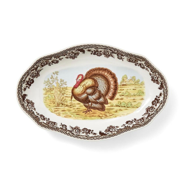 Spode Woodland 8.5" Side Dish - Turkey Design | Earthenware | Microwave and Dishwasher Safe | Made in England | Home Décor - Dining Centerpiece | Serving Plate for Main Courses, Appetizers, and More