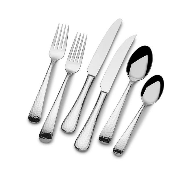 Mikasa Hammered Opulent Flatware Set, 75 Piece, Silver