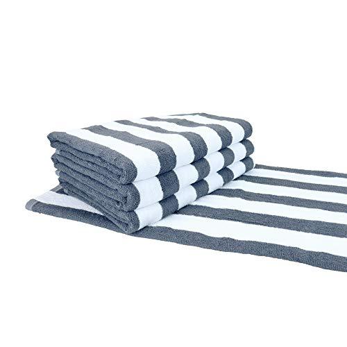 Arkwright Cali Cabana Beach Towels (4-Pack, 30 x 60 in, Gray) - Oversized Pool Towels