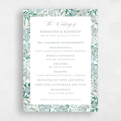 Deep Sage, Green Wedding Program - Lombardy