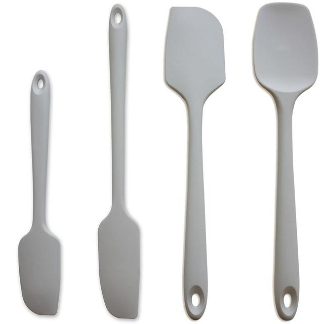 Silicone Spatula, 4-Pack Silicone Set,Heat Resistant for Non Stick,Food Grade Cookware with Stainless Steel for Mixing,Cooking,Baking,Flipping,Spreading,Lifting,Serving,BPA Free,Dishwasher Safe(Gray)