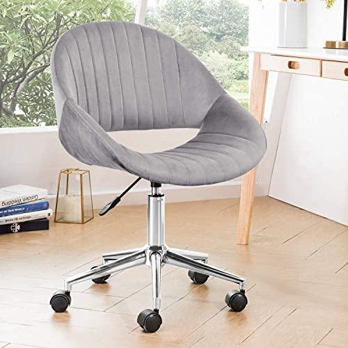 OVIOS Cute Desk Chair,Plush Velvet Office Chair for Home or Office,Modern,Comfortble,Nice Task Chair for Computer Desk. (Polish Steel-Grey)