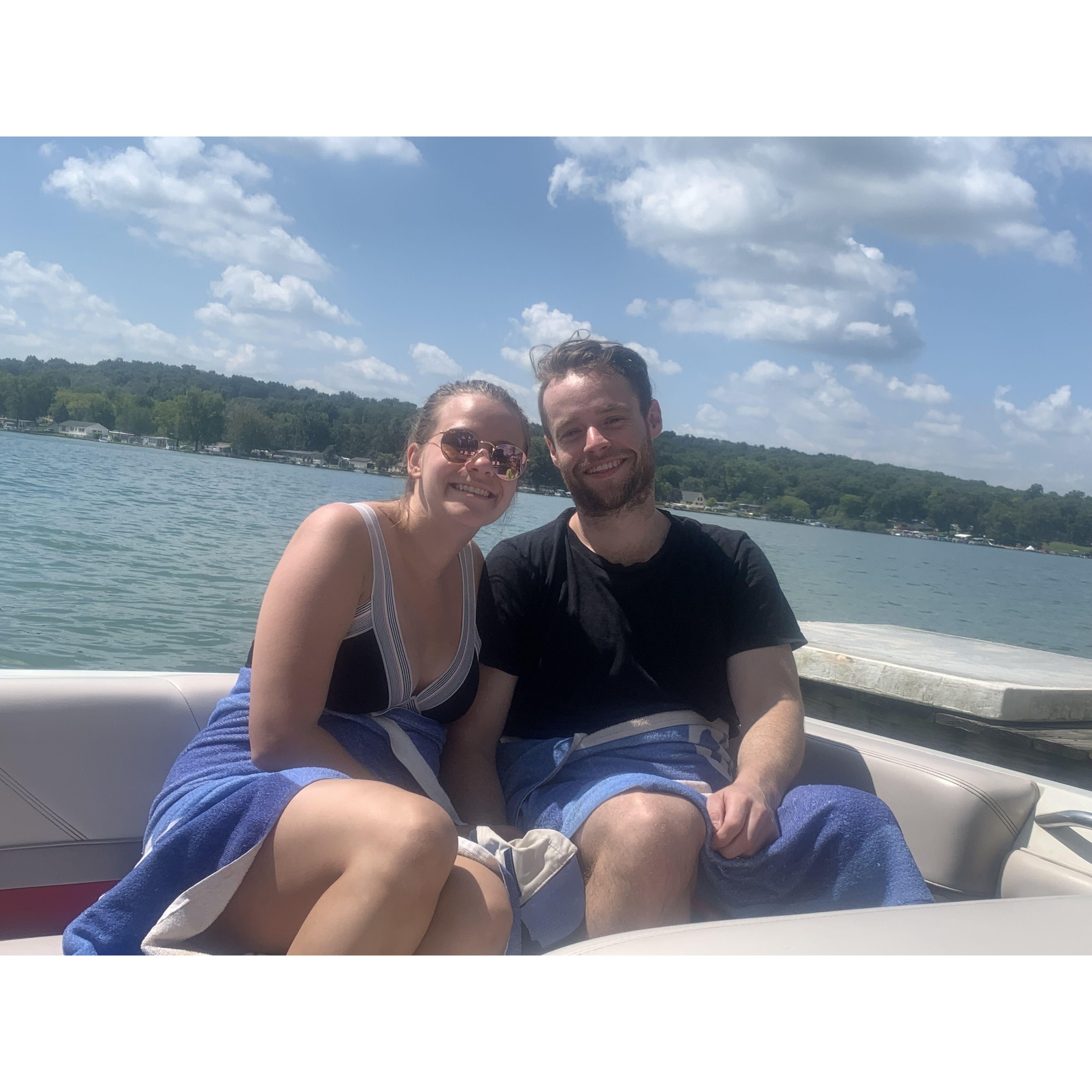 July 2018: Josh's first trip to Hallie's family cottage on the lake in Michigan