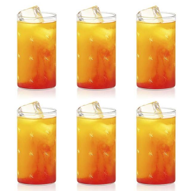 Borosil Vision Deco Large Galaxy Glass [Set of 6] -Clear Lightweight & Durable Drinkware, 10 Ounce Cups