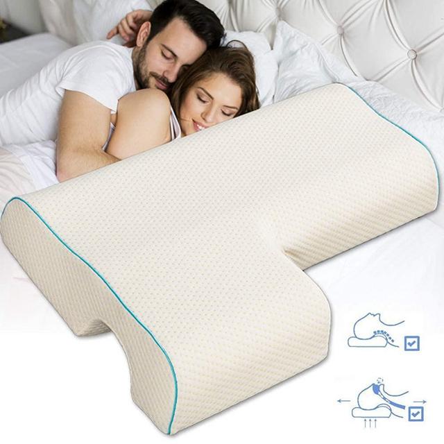 HVUE Couples Pillow, Upgrade Cuddle Pillow Anti Pressure Arm Pillow Arched Cuddle Cervical Pillow with Slow Rebound Memory Foam Ergonomic Hug Pillow for Couples Sleeping (Baby's Breath, Right)