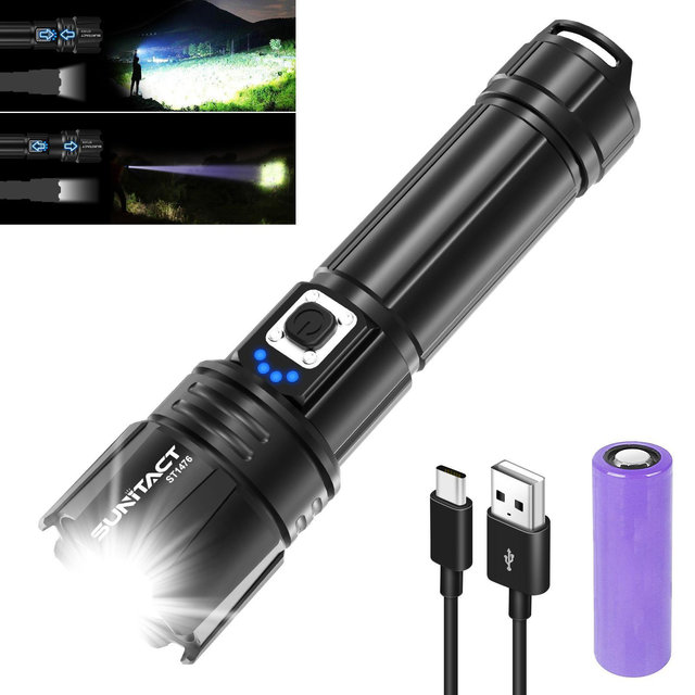 Sunitact Rechargeable LED Flashlight - Super Bright 3000LM, IP67 Waterproof, Camping & Emergency Gift for Men, Dad, Outdoor Enthusiasts