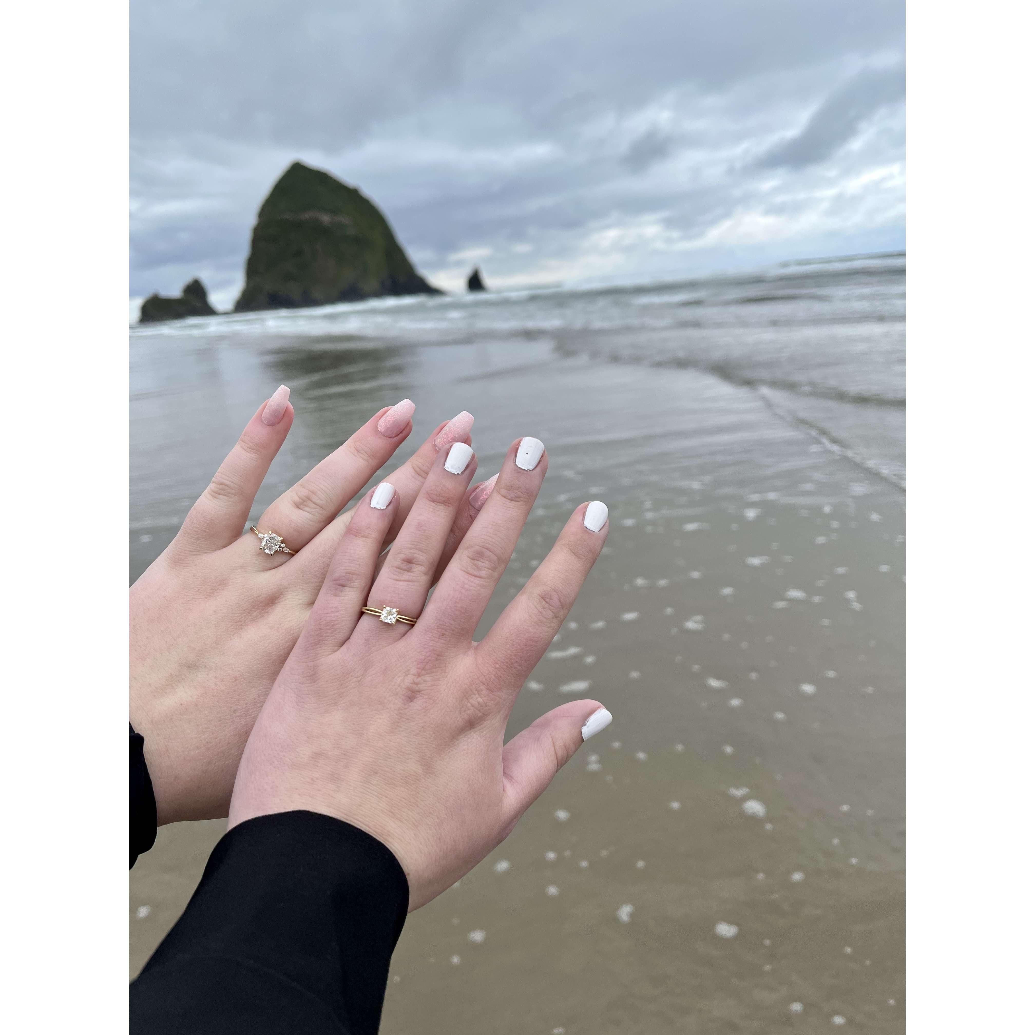 When we first got engaged! This photo was taken at the famous Haystack Rock on the Oregon coast.