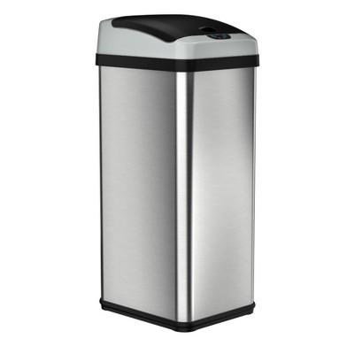 13gal Platinum Rectangular Stainless Steel Motion Sensor Trash Can - Halo