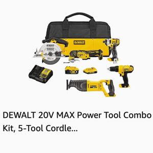 DEWALT 20V MAX Power Tool Combo Kit, 5-Tool Cordless Power Tool Set with Battery and Charger (DCK551D1M1)