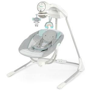 Ingenuity InLighten 5-Speed Baby Swing - Swivel Infant Seat, 5 Point Safety Harness, Nature Sounds, Lights - Van Elephant