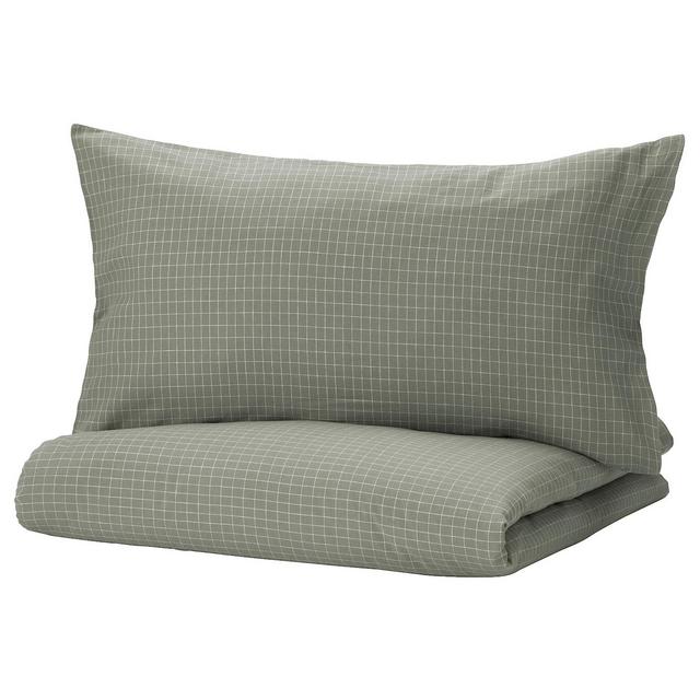Blue-Green Check Twin Duvet Cover & Pillowcase