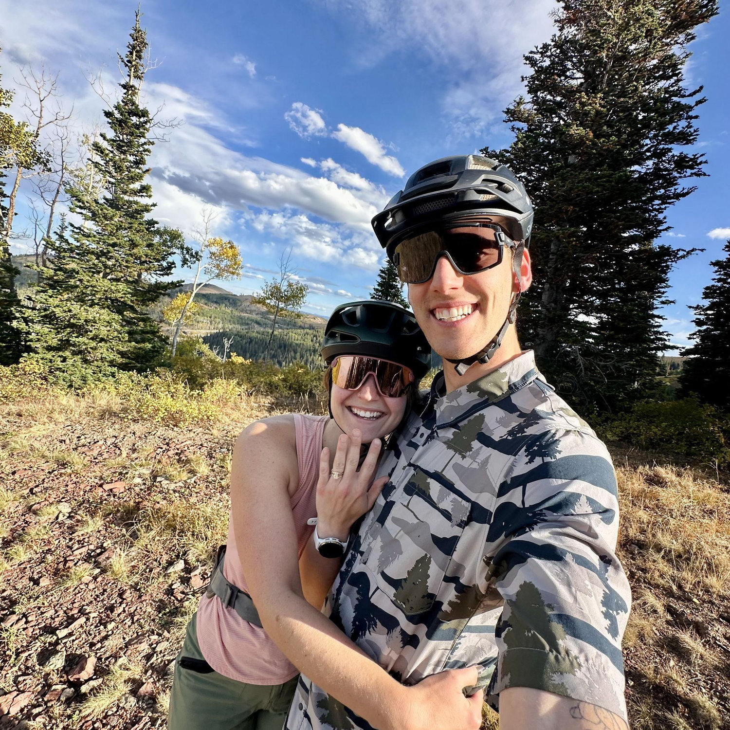 We got engaged mountain biking in Park City!