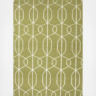 Flat-Weave Wool Naima Rug Green/Ivory