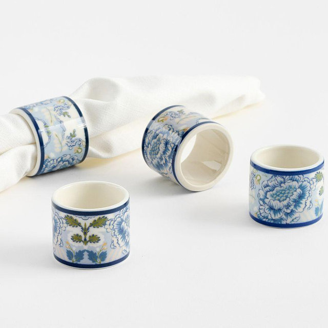 Kravet Arboretum Napkin Rings, Set of 4 - Azure