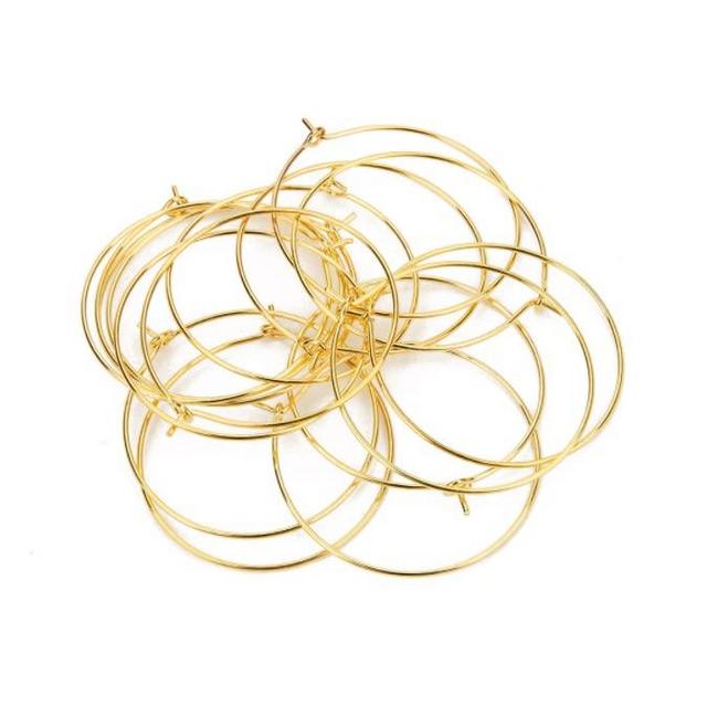 HLLMX 100 PCS 30mm Wine Glass Charms Rings Gold Plated Wine Glass Charm Rings Stainless Steel Hoop Earring Findings Golden DIY Earring Components for Women Basketball Wives Hoop Earrings