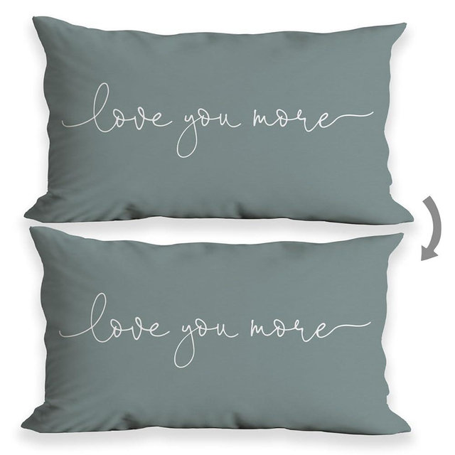 Love You More Throw Pillow Cover,12"X20" Decorative Pillowcase Cushion Cover for Sofa Couch Bed,Home Bedroom Living Room Decor,Wedding Anniversary for Wife Husband Couples (Blue)