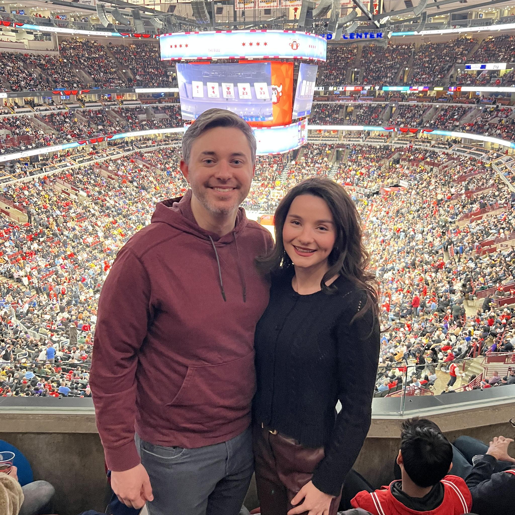 Us at the Lakers vs. Bulls game and yes, we saw LeBron James.