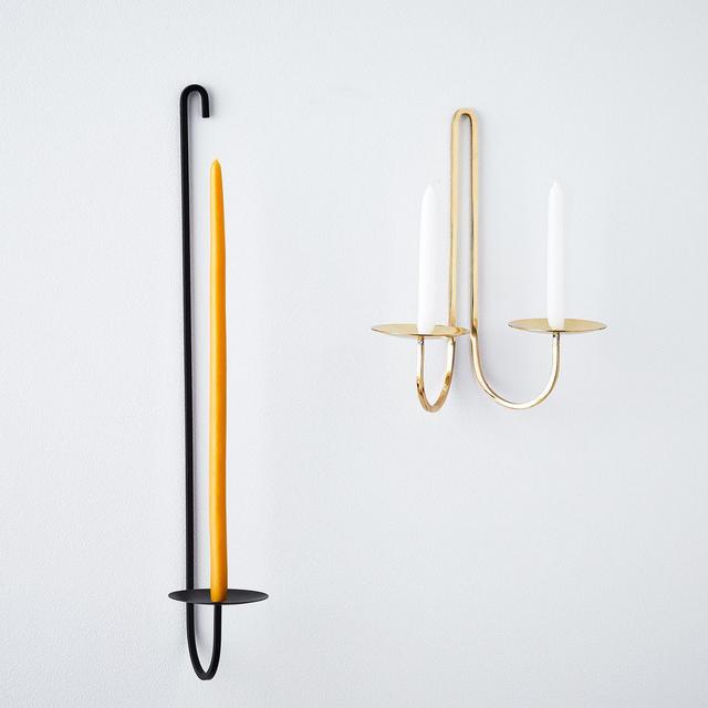 Taper Candleholder Wall Sconce - Black, Short