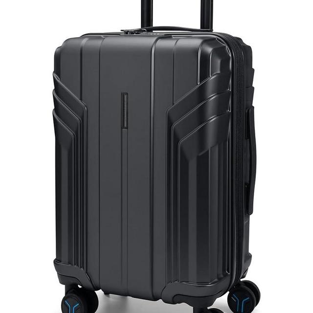 BAGSMART Expandable Carry On Luggage 22x14x9 Airline Approved, 1OO% PC Lightweight Hard Shell Suitcase, 20 Inch Travel Luggage with Spinner Wheels, Waterproof Rolling Suitcase, Black