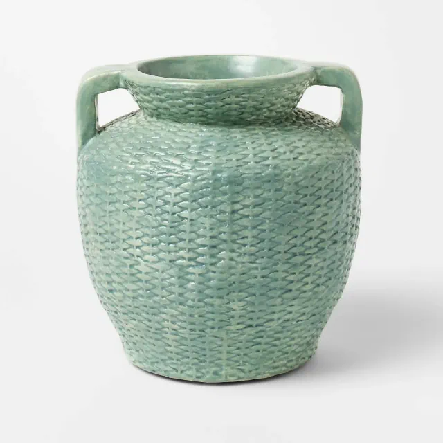 Large Woven Texture Ceramic Vase Blue - Threshold™ designed with Studio McGee