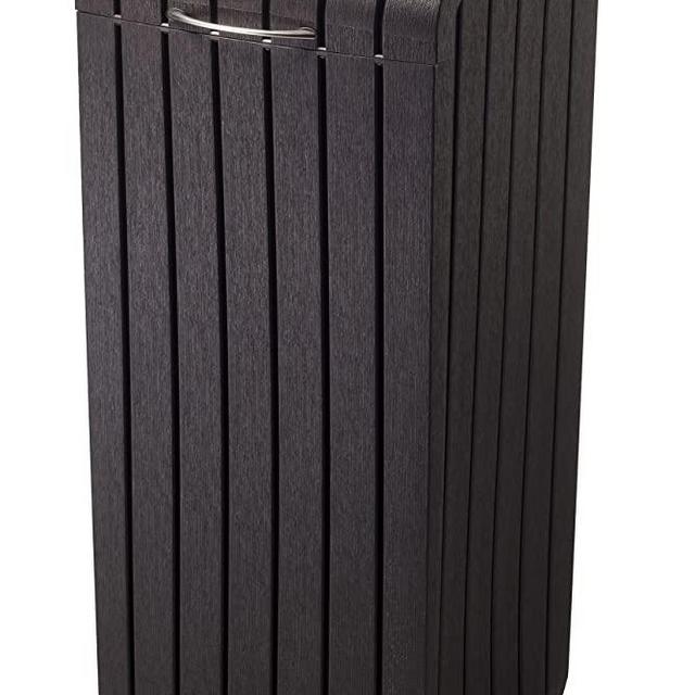 Keter 232126 Large Trash Can with Lid for Patio and Outdoor Kitchen, Brown