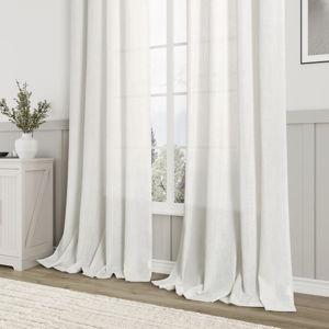 Natural Linen Blend Curtains 52x 90 2-Panel Set Pleated Linen Draperies Semi Sheer in Color Cream