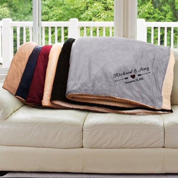 Embroidered Arrows and Heart Wedding Sherpa