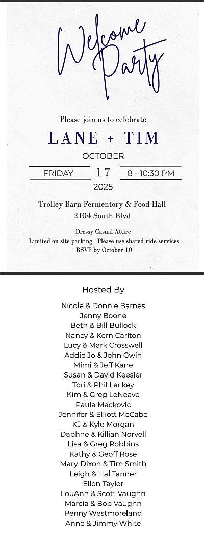 The Wedding Website of Timothy Jones and Lane Vaughn