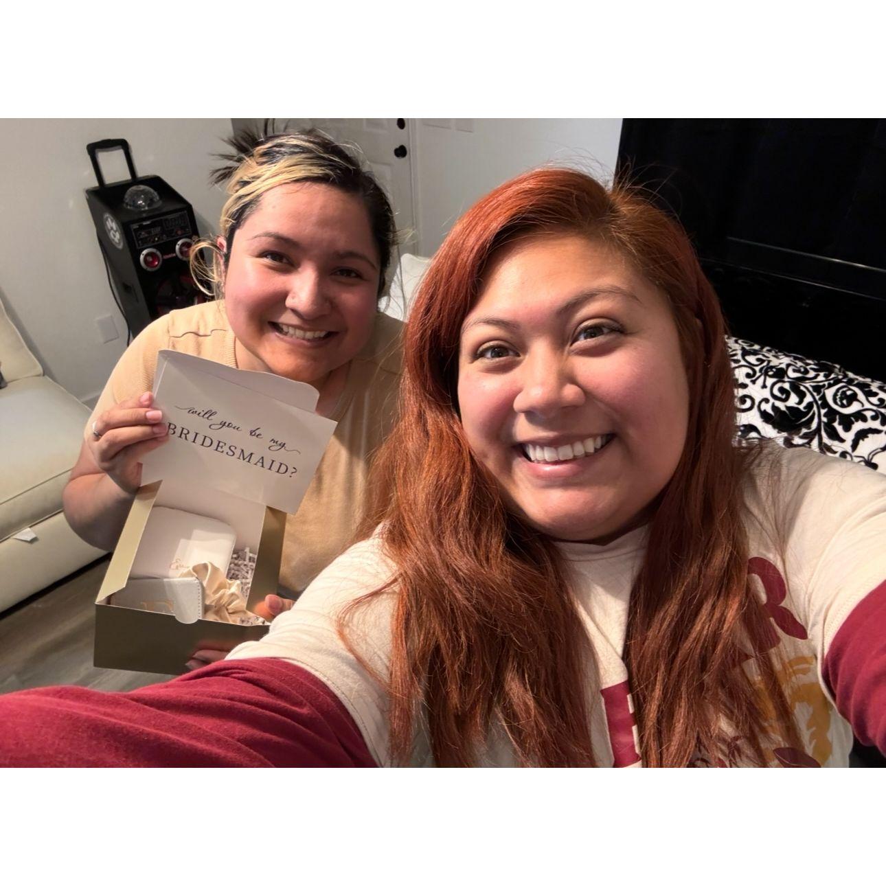 Evelyn said yes to being Eriene's bridesmaid!