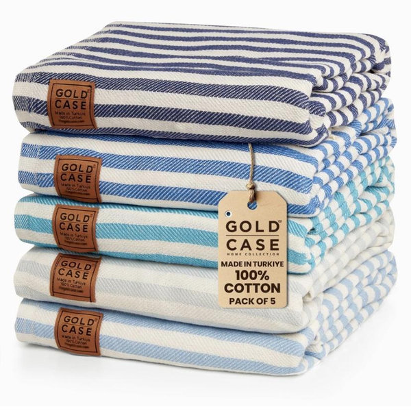 Gold CASE Turkish Beach Towel Set of 5 – 100% Cotton
