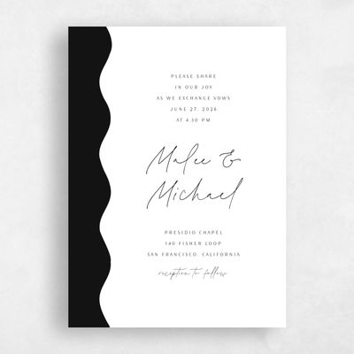 White Wedding Invitation - Molnar Portrait