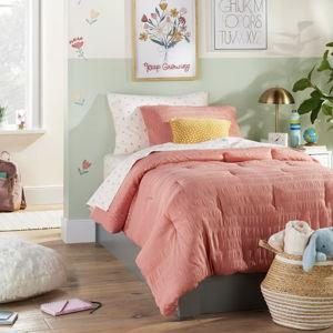 Twin Rose Pink Seersucker Kids' Comforter Set - Pillowfort™
