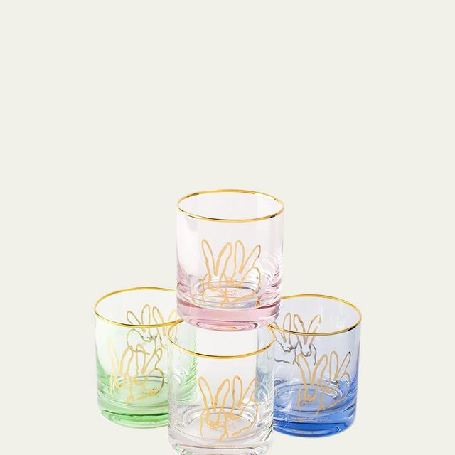 Hunt Slonem Double Bunny Old Fashioned Glasses, Set of 4