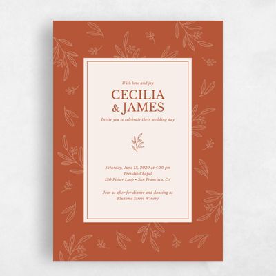 Orange Wedding Invitation - Norcross Border