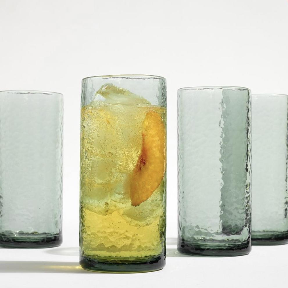 Hammered Outdoor Drinking Glasses Mist Blue Tall
