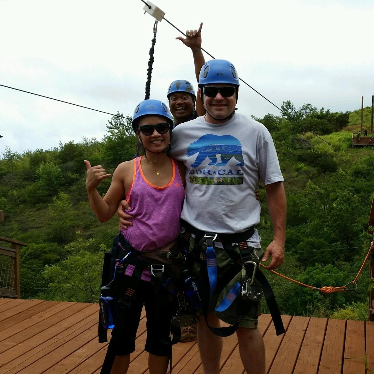 Photo bombed by our zip line tour guide.