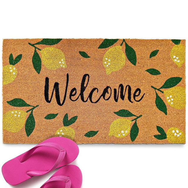 Lemon Welcome Mat 30x17 Inch, Lemon Door Mat, Lemon Doormat, Hello Spring Door Mat, Outdoor Rug Yellow Door Mats, Coir Doormat, Spring Welcome Mats for Front Door, Yellow Door Rug, Lemon Rug Summer