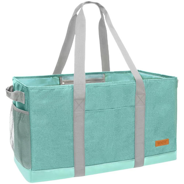 WONDAY Large Stand Up Utility Tote Bag, Reusable Grocery Bags Foldable with Waterproof Bottom, Extra Large Tote Bag with Handles and Pockets for Grocery Stores, Picnics, Beaches, Camping