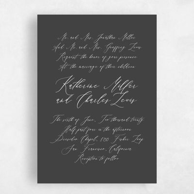 Charcoal, Grey Wedding Invitation - Violin Portrait