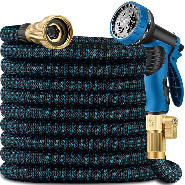 100 ft Expandable Garden Hose - Ultra Flexible,Durable Collapsible Latex Core & Solid Brass Fitting, No Kink-Free Expanding Garden Pipes Hose - RV, Gardening Marine and Camper Water Garden Hoses