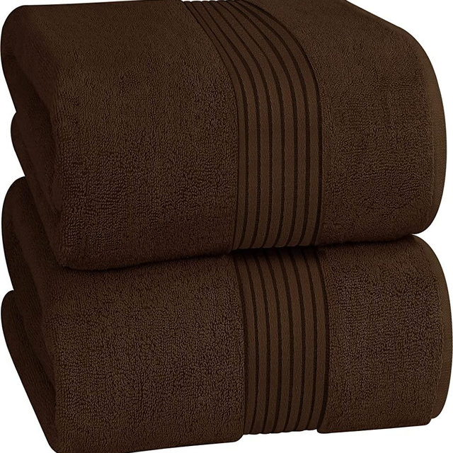 Utopia Towels - Luxurious Jumbo Bath Sheet 2 Pack - 600 GSM 100% Cotton Highly Absorbent and Quick Dry Extra Large Bath Towel - Super Soft Hotel Quality Towel (35 x 70 Inches, Brown)