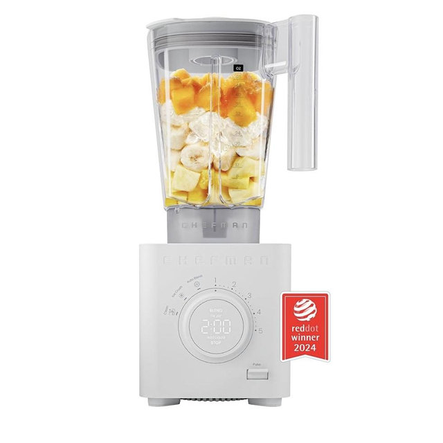 Chefman Obliterator 48 oz Countertop Blender for Smoothies, 1380W Motor to Crush Ice, Nuts, and Frozen Fruit with Stainless Steel Blade, Auto Blend Function, Includes Tamper and Scraper - Concrete