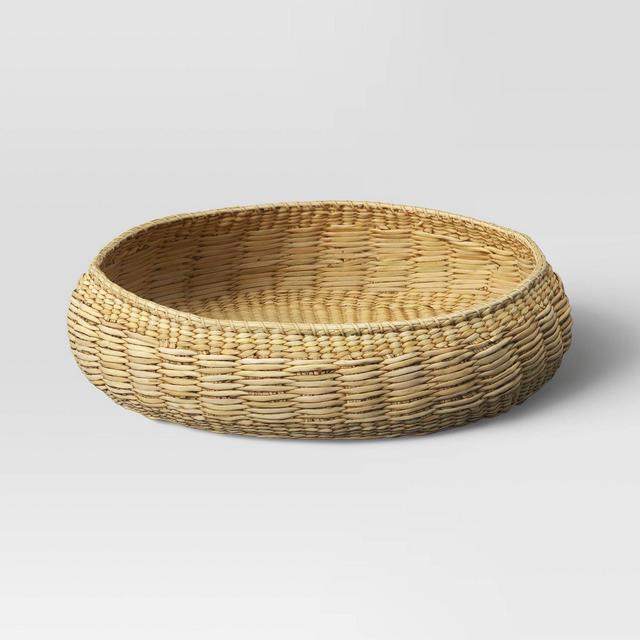 Ribbed Woven Tray Including Plastic Tray Beige - Threshold™