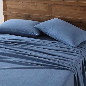 Eddie Bauer - Flannel Sheets King Size, Anti-Pilling & Wrinkle Resistant Cotton, Touchably Soft for All-Season Comfort - Bed Sheets with Matching Pillowcases & Fitted Sheet (Solid Blue)