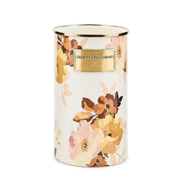 MACKENZIE-CHILDS Enamel Utensil Holder, Stylish Kitchen Countertop Organizer, Wild Rose White