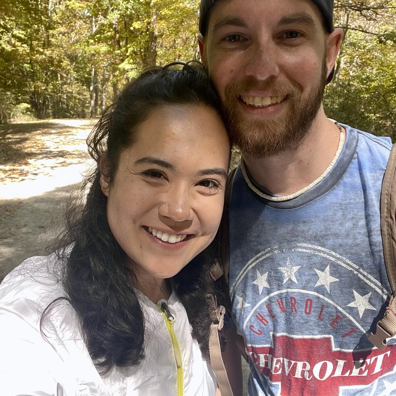 Our first picture together! Taken on our third date on Swan Creek Trail in Athens, Alabama!