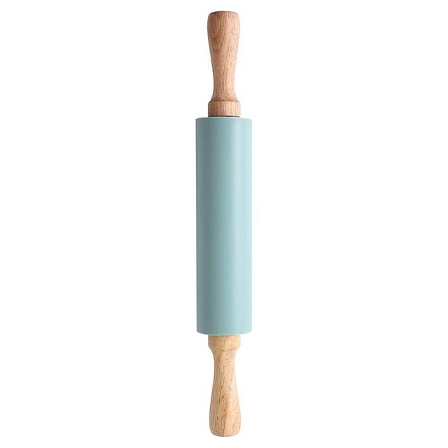 Silicone Rolling Pin for Baking, Non stick Surface Wooden Handle Dough Rollers, 15.35 In