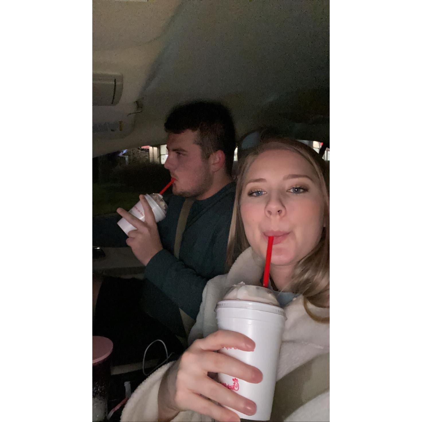 Annual Chick-fil-a shakes and Christmas lights