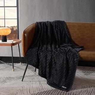 Textured Jacquard Plush Reversible Throw Blanket